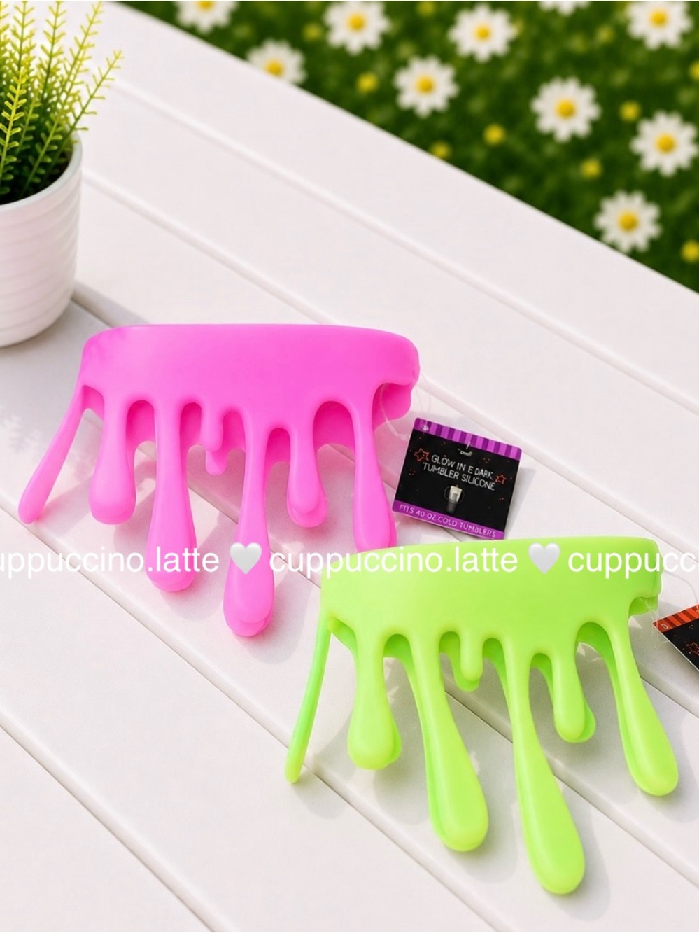🎃2 NWT👻Target Glow in the Dark Neon Green & Pink Slime Drip Tumbler Sleeves